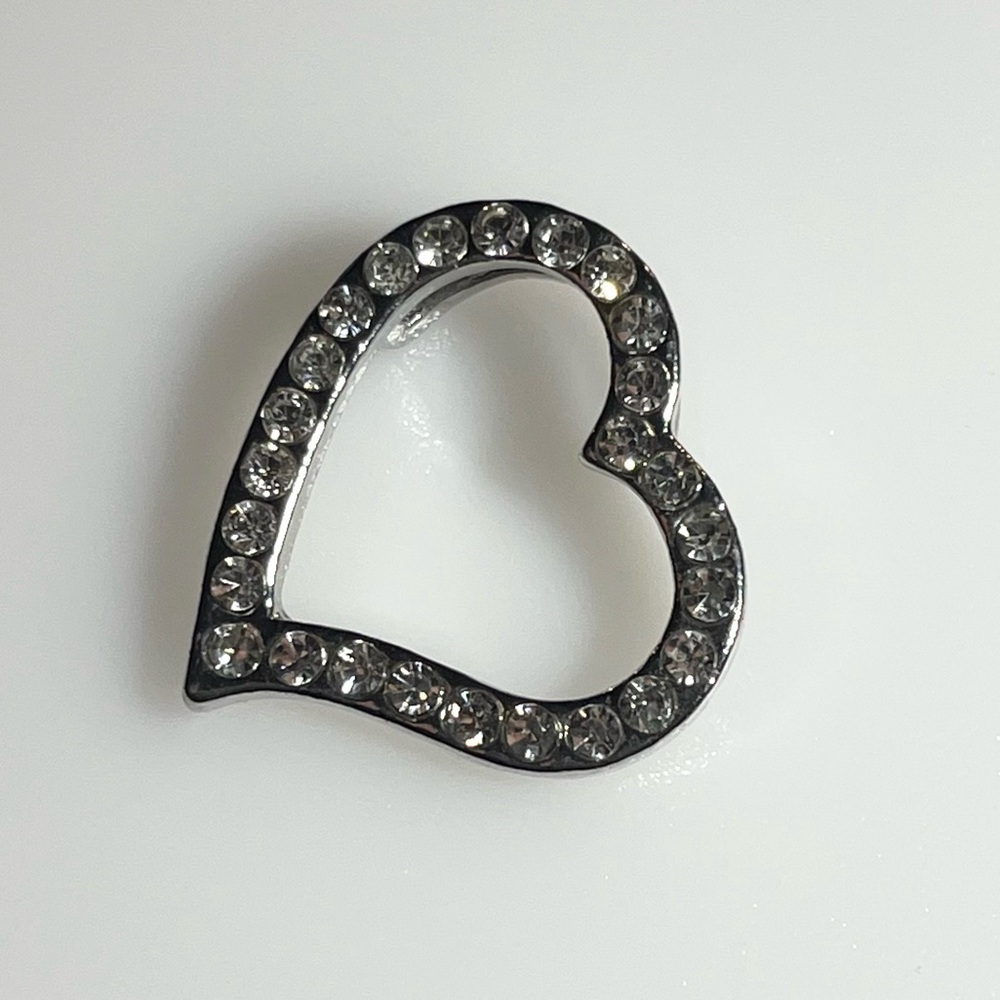 Silvertone Rhinestone Heart Pendant - Picture 9 of 15